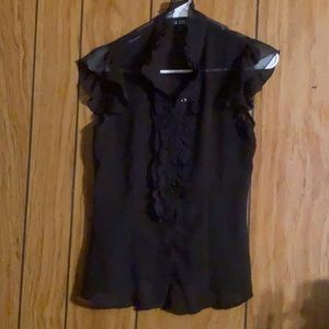 A. Byer Sheer Black Sleeveless Blouse/ button up.